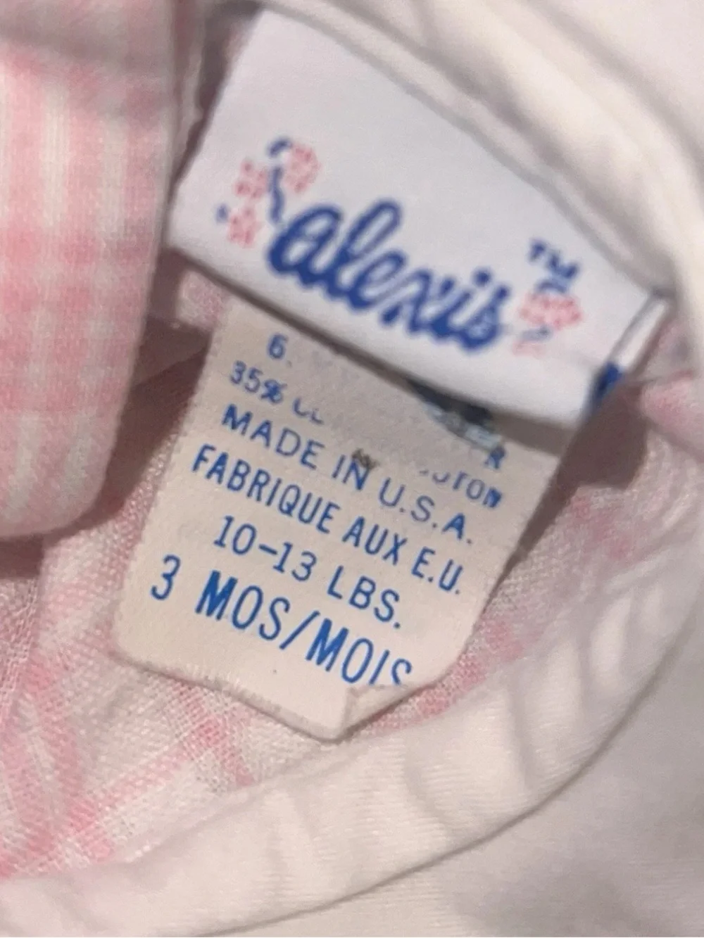 Vintage Baby Girl Plaid Ruffled One Piece Jumpsuit 3 Months